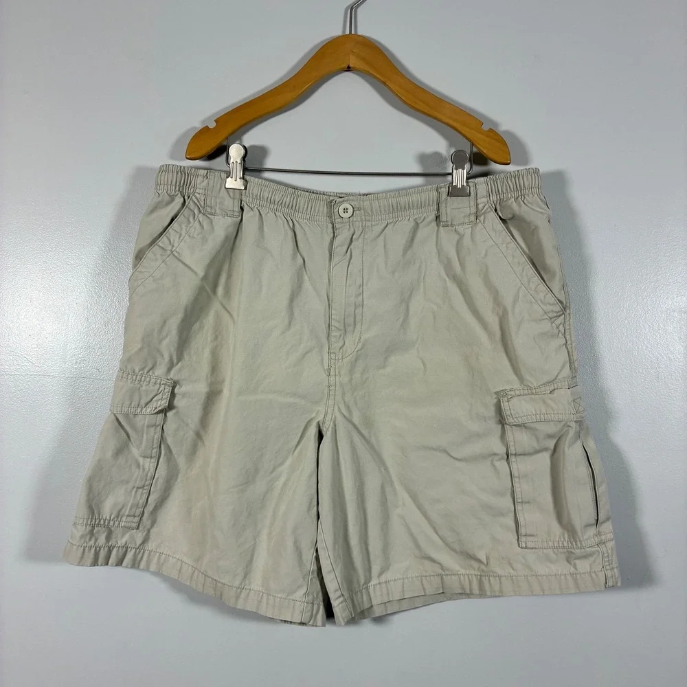 90s Cargo Shorts L 36-38 Khaki Drawstring Elastic Gorpcore Hiking Utility Summer